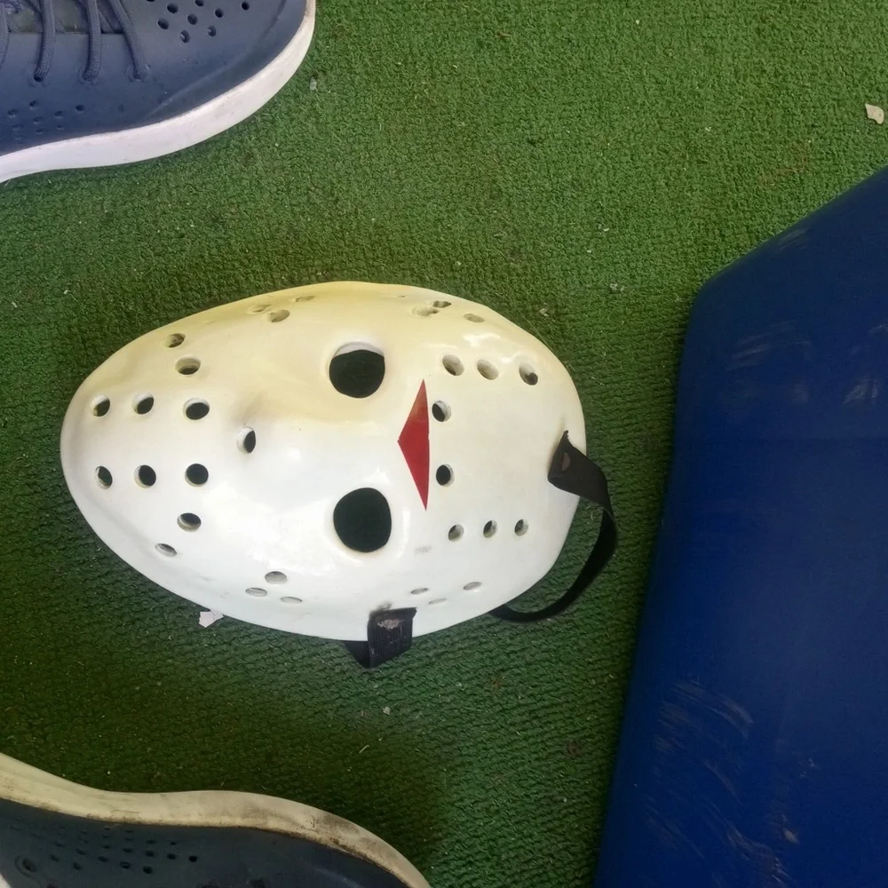 White Hockey Mask with Red Detail